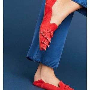 Anthropologie xLlani red suede slipper shoe new 👠
